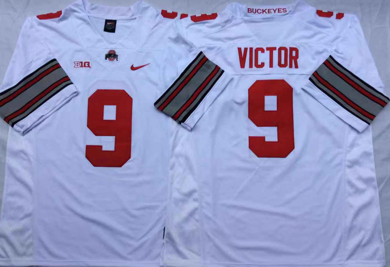 Men's Ohio State Buckeyes Binjimen Victor #9 White Jersey